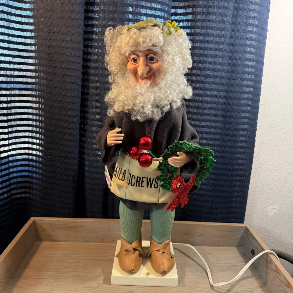 Vintage Telco Motion-ette Animated Christmas‎ Elf Workshop Figure Wreath 1990s